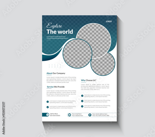 Flyer design for tour and travel business concept, modern travel flyer for travel agency.
