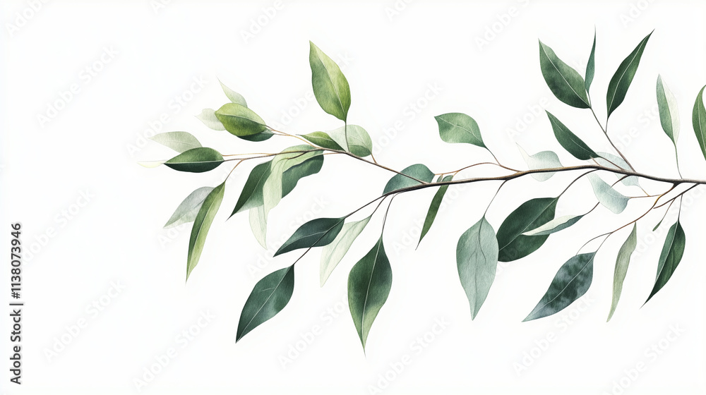 Eucalyptus branch isolated on white background Eucalyptus branch isolated on white background