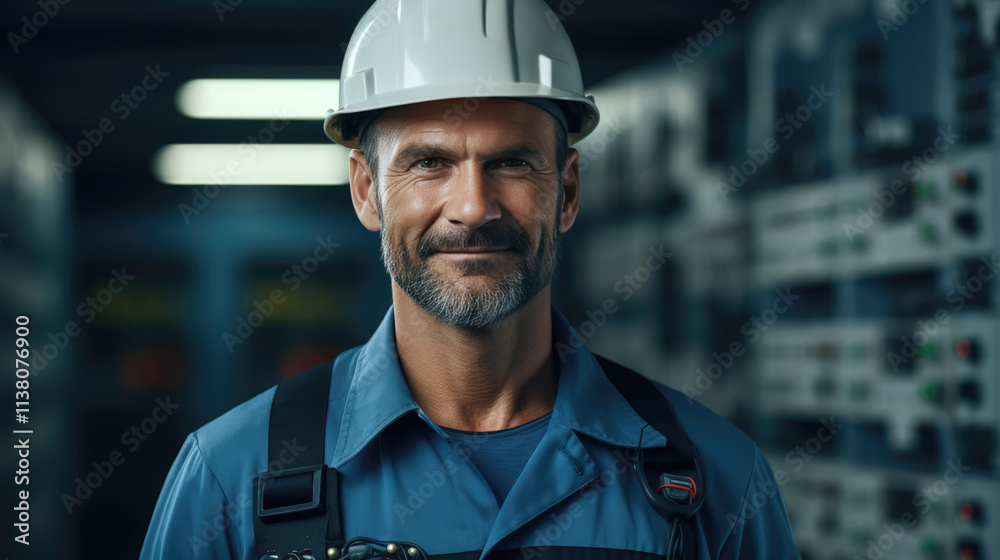 generated illustration portrait of a technician wearing a protective helmet generated illustration portrait of a technician wearing a protective helmet