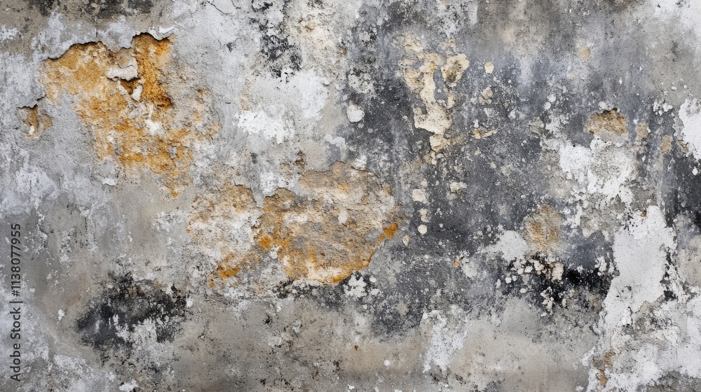 Obraz premium Aged grey concrete wall with peeling paint and texture for background and design use