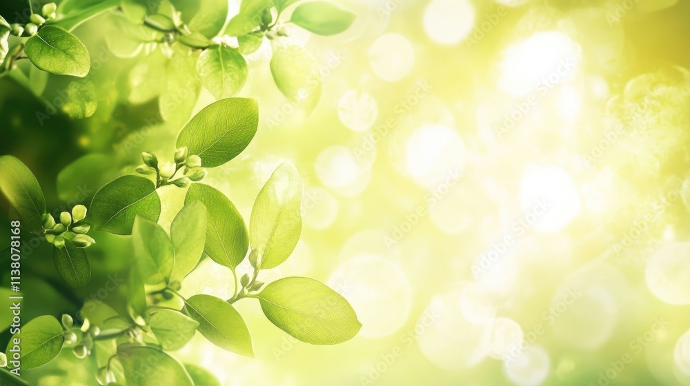 Lush green foliage background with sunlight bokeh and fresh lime leaves creating a vibrant natural atmosphere for design use. Lush green foliage background with sunlight bokeh and fresh lime leaves creating a vibrant natural atmosphere for design use.