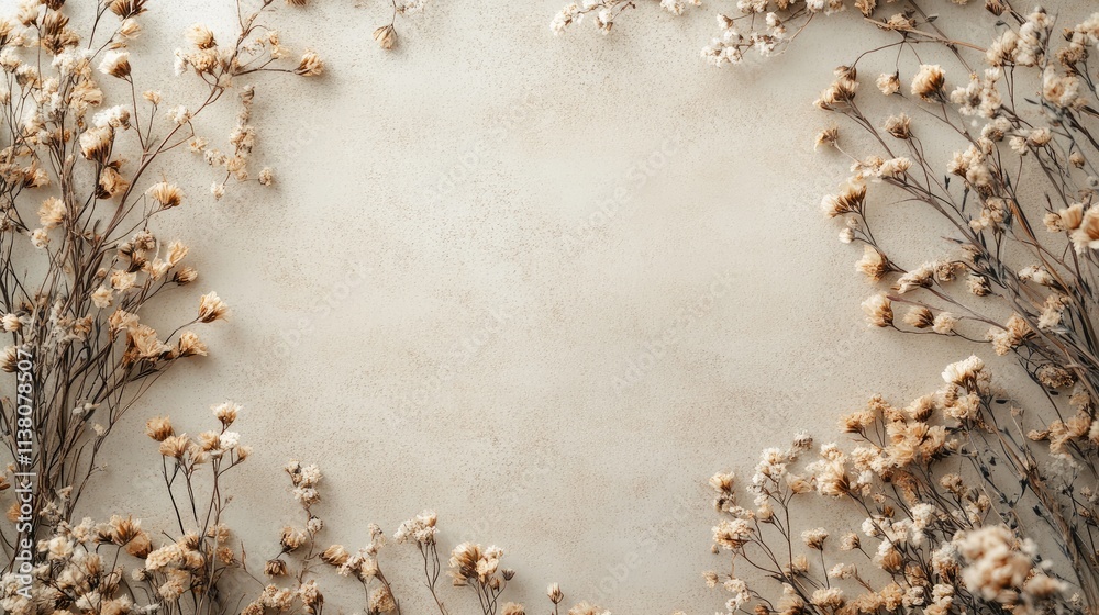 Obraz premium Dried floral background with space for text elegant natural decor for invitations and announcements