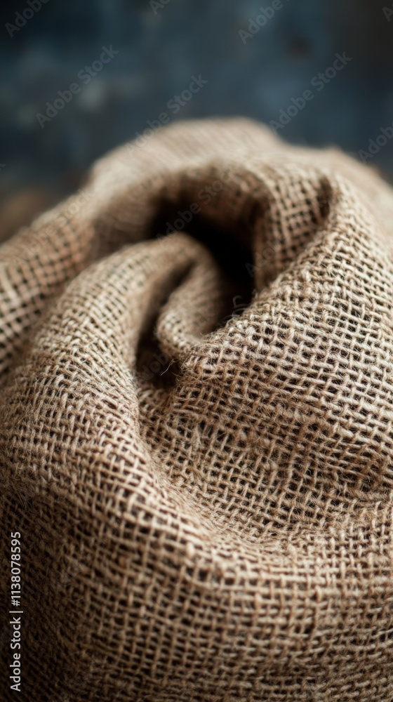 Textured Burlap Close-Up on Rustic Background Textured Burlap Close-Up on Rustic Background