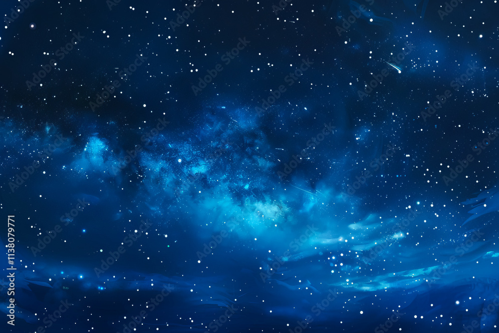 Obraz premium Stunning banner of a starry night sky, featuring the Milky Way in vibrant colors. Perfect for social media covers or screensavers, showcasing a high-resolution celestial landscape.