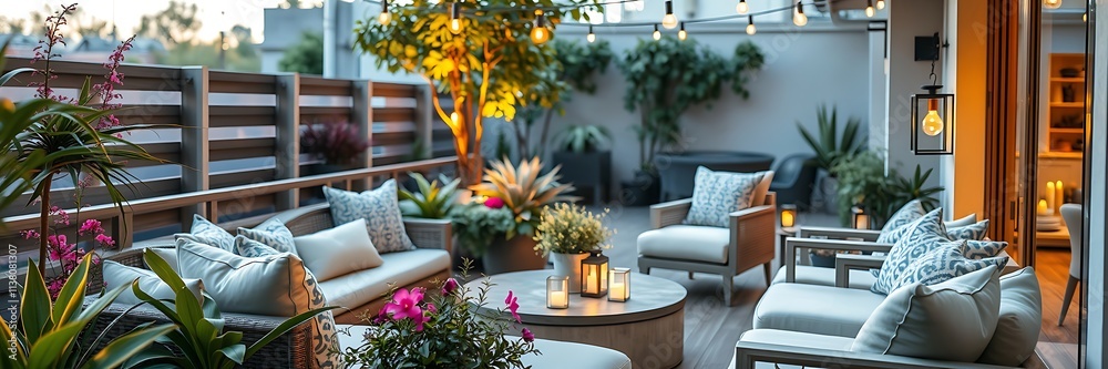 A cozy room featuring two chairs and a table, surrounded by lush green plants for a refreshing atmosphere A cozy room featuring two chairs and a table, surrounded by lush green plants for a refreshing atmosphere