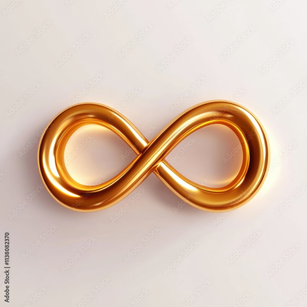 Golden infinity symbol on white background abstract art minimalist design digital art conceptual aesthetics Golden infinity symbol on white background abstract art minimalist design digital art conceptual aesthetics