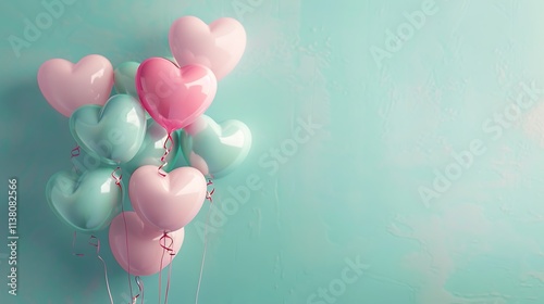 Wallpaper Mural A festive heart-shaped balloon bouquet floating against a soft pastel background, perfect for Valentine's Day celebrations and romantic occasions.
 Torontodigital.ca