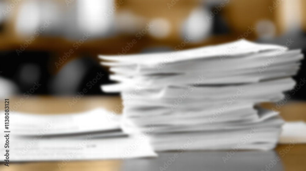 A blurred stack of paperwork on a wooden table, symbolizing busy office life and document management challenges. A blurred stack of paperwork on a wooden table, symbolizing busy office life and document management challenges.
