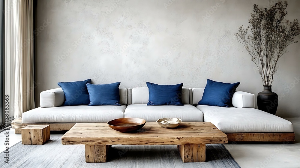 Modern Minimalist Living Room with Sectional Sofa Modern Minimalist Living Room with Sectional Sofa