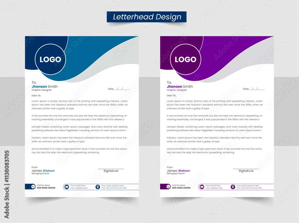 Obraz premium Professional company letterhead template, creating a professional appearance with basic letterhead. 