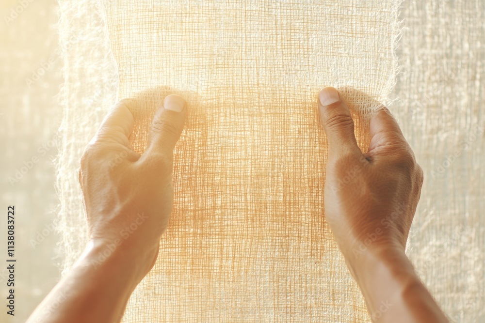© Ryzhkov - Hands Weaving Glowing Fabric Minimalist Capture of Indian Craftsmanship © Ryzhkov - Hands Weaving Glowing Fabric Minimalist Capture of Indian Craftsmanship
