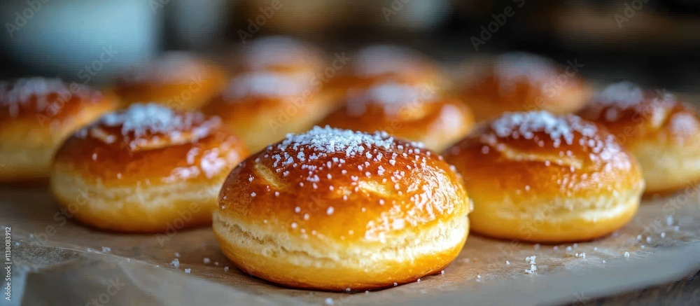 Sweet golden buns sprinkled with sugar. Sweet golden buns sprinkled with sugar.