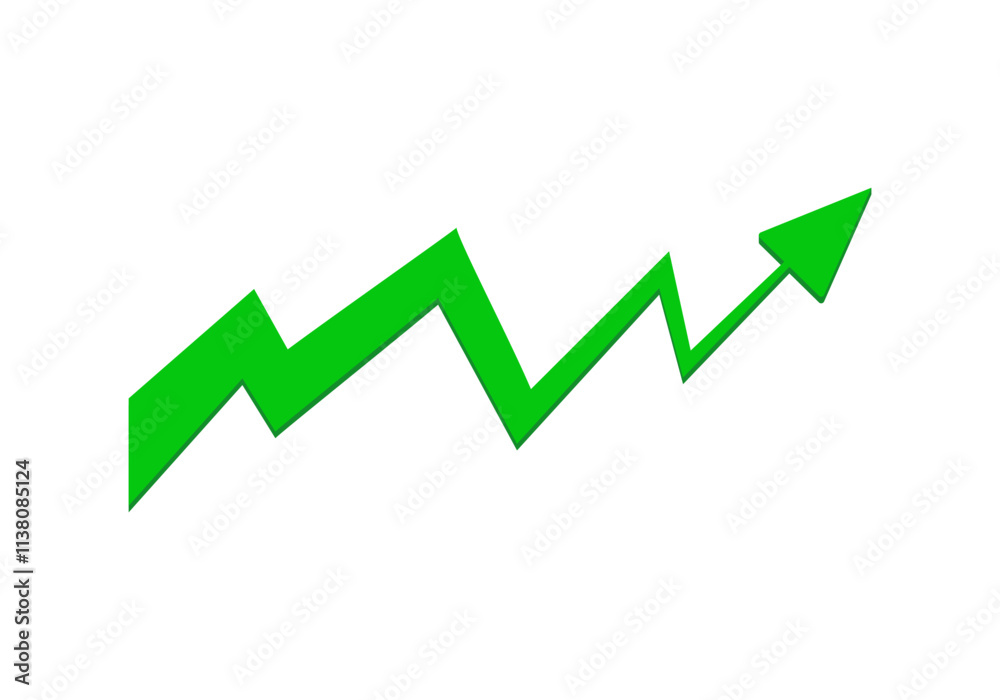 A green chart with an arrow that points up, showing growth or success in data. A green chart with an arrow that points up, showing growth or success in data.