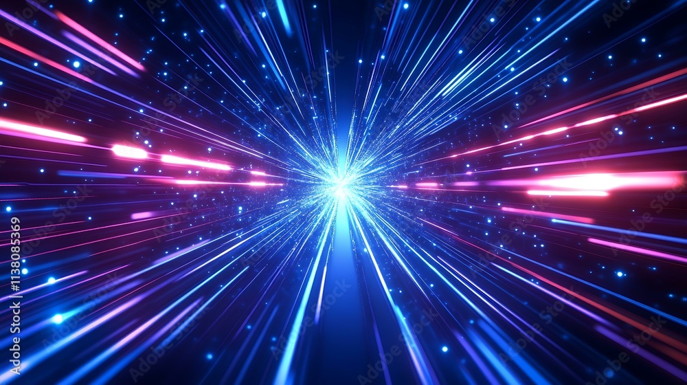 Naklejka premium Abstract Neon Light Speed Tunnel