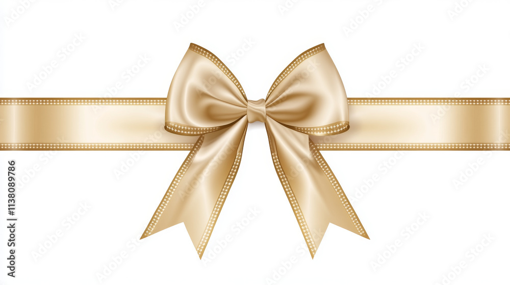 Christmas, birthday or other gift gold golden ribbon and bow wrapping background