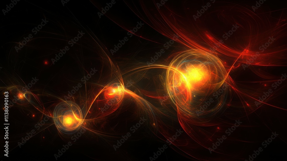 Obraz premium abstract glowing orbs floating in dark void, bold and mysterious composition, dynamic and artistic focus, futuristic and elegant design