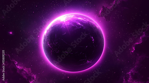 Realistic set of solar eclipse overlay effect on transparent background. Vector illustration of neon blue, yellow, green, purple blazing star edge behind planet in dark sky. Space design elements