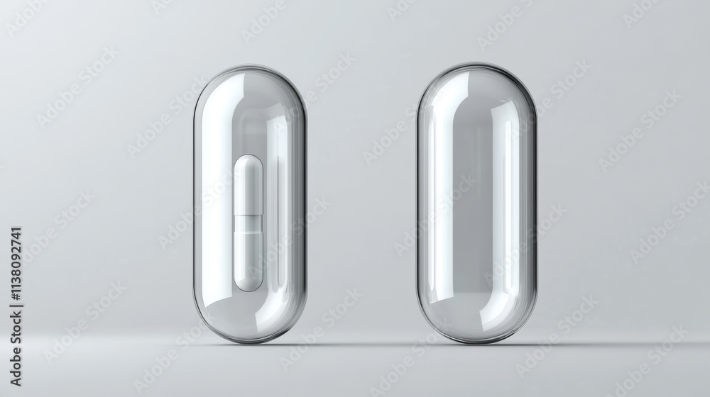 Empty pill capsules isolated on transparent background. Vector realistic mockup of pharmaceutical capsule, medical tablet, antibiotic or herbal drug. Closed clear glass or plastic cylinder Empty pill capsules isolated on transparent background. Vector realistic mockup of pharmaceutical capsule, medical tablet, antibiotic or herbal drug. Closed clear glass or plastic cylinder