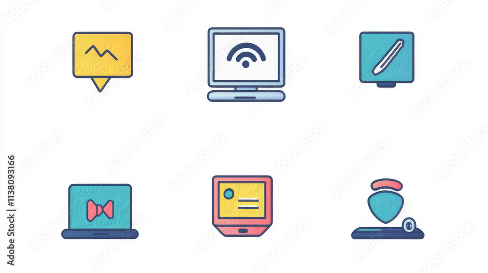 A glossy computer network and internet icon set