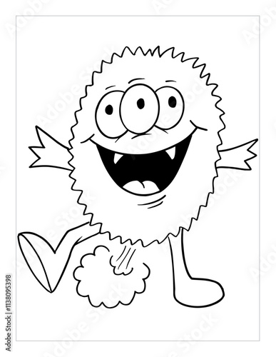 Farting Monster Coloring Page Vector Illustration Art