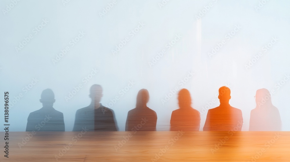 Abstract Urban Discussion in Dimly Lit Room with Silhouetted Figures and Muted Tones Abstract Urban Discussion in Dimly Lit Room with Silhouetted Figures and Muted Tones