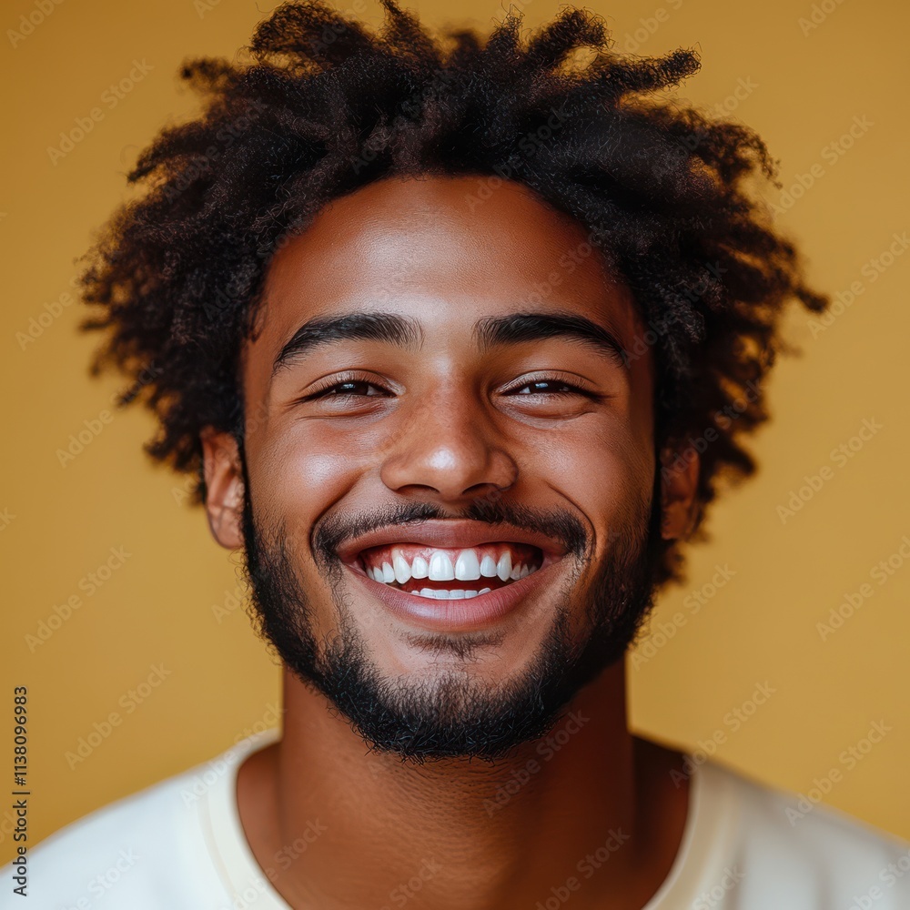A young man with casual t-shirt is smiling at the camera, solid color background A young man with casual t-shirt is smiling at the camera, solid color background