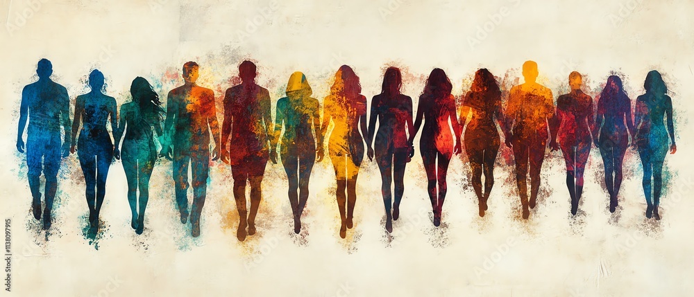 Naklejka premium A group of individuals from various backgrounds forming a human shape