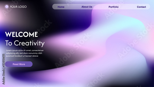Website abstract background. Soft glowing purple wave texture. Dark colored background with space for design.