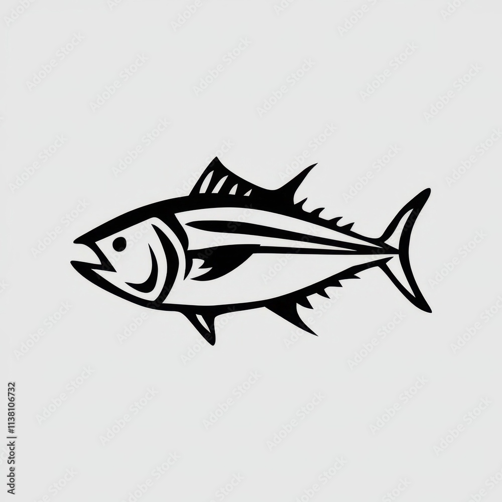 tuna fish on white background, vector icon tuna fish on white background, vector icon