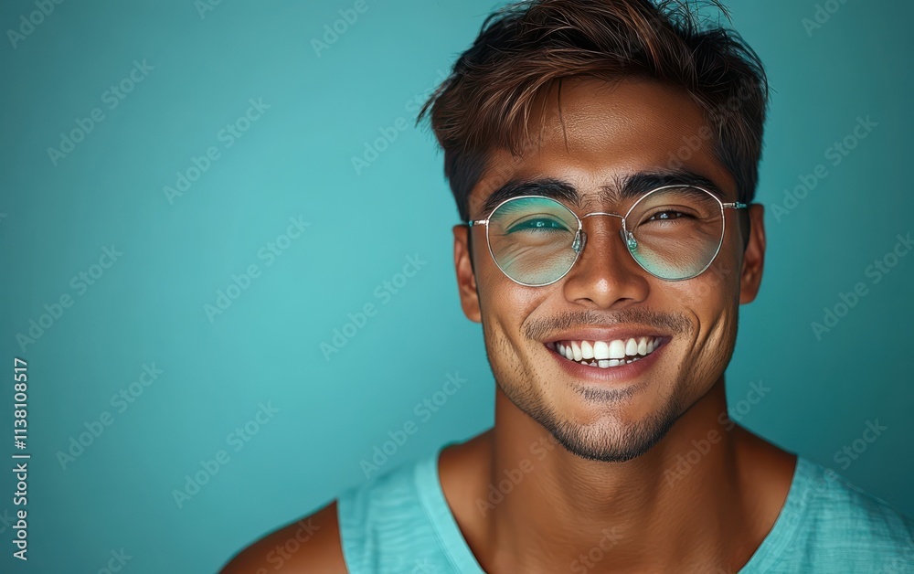 man with casual t-shirt is smiling at the camera, solid color background man with casual t-shirt is smiling at the camera, solid color background