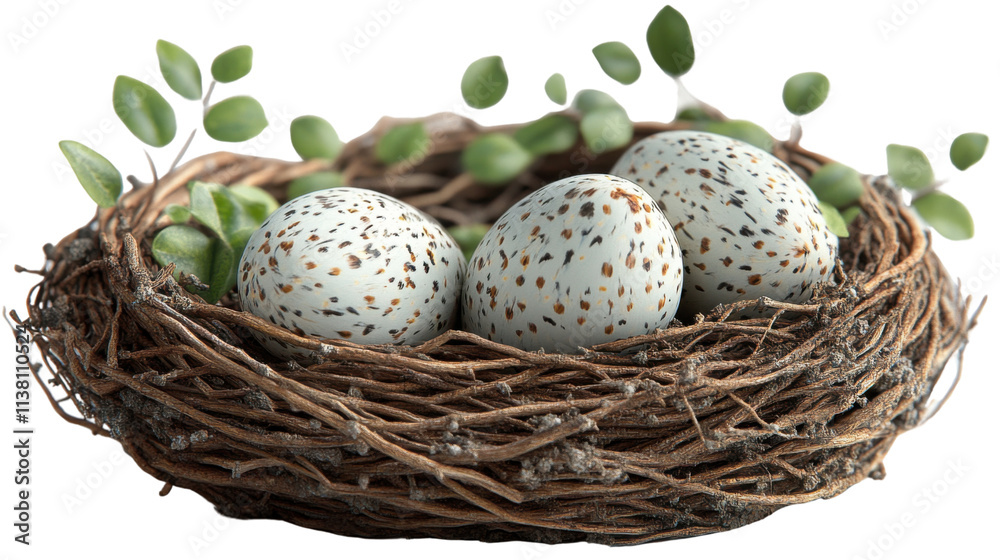 Fototapeta premium nest with eggs isolated on white background
