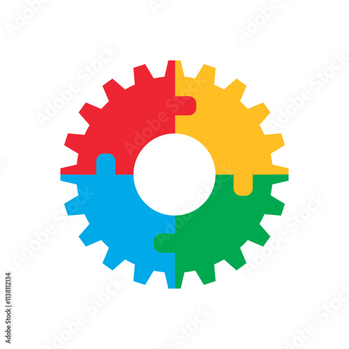 Colorful puzzle gear vector isolated on white background.	
