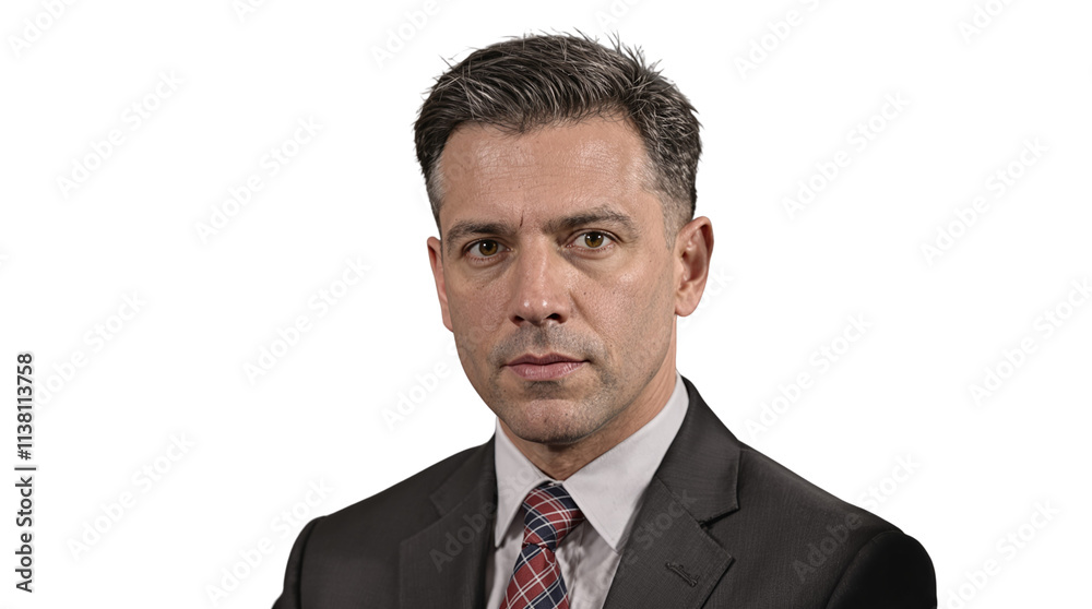 Professional businessman in a suit and tie, isolated closeup portrait on a white background. Concept of corporate professionalism and leadership. Ai generative. Professional businessman in a suit and tie, isolated closeup portrait on a white background. Concept of corporate professionalism and leadership. Ai generative.