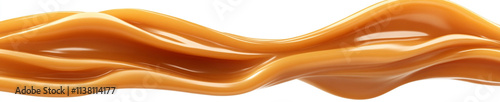 A wavy, amber-colored orange liquid, similar to caramel or honey, isolated on a white background. photo