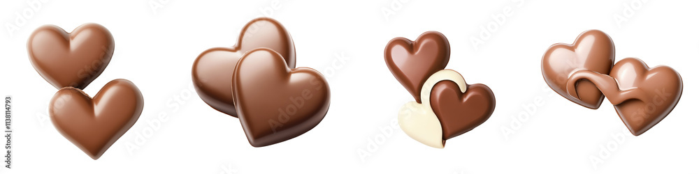 A collection of chocolate heart shapes, varying in size and design, showcasing a romantic and delightful theme. A collection of chocolate heart shapes, varying in size and design, showcasing a romantic and delightful theme.