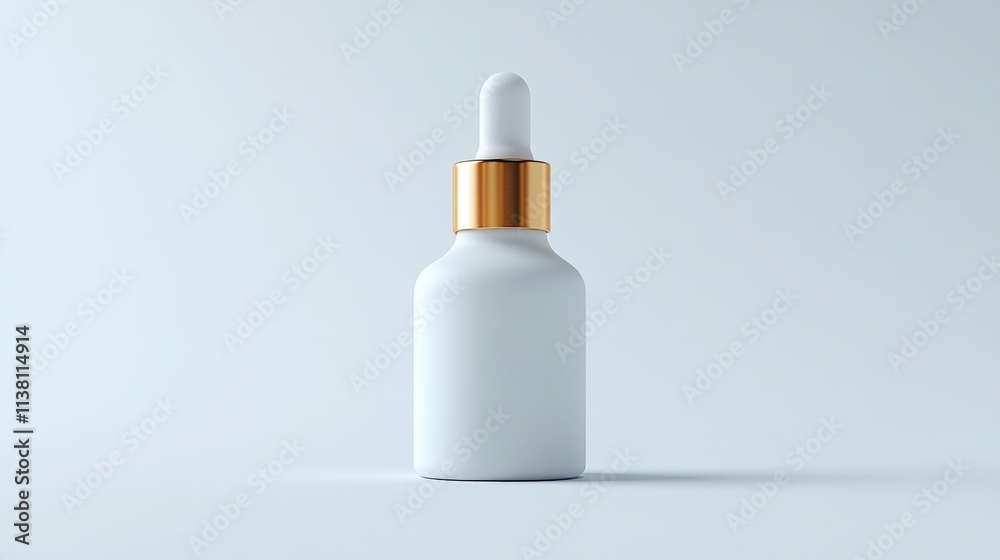 Elegant White Dropper Bottle on Minimalist Background Elegant White Dropper Bottle on Minimalist Background