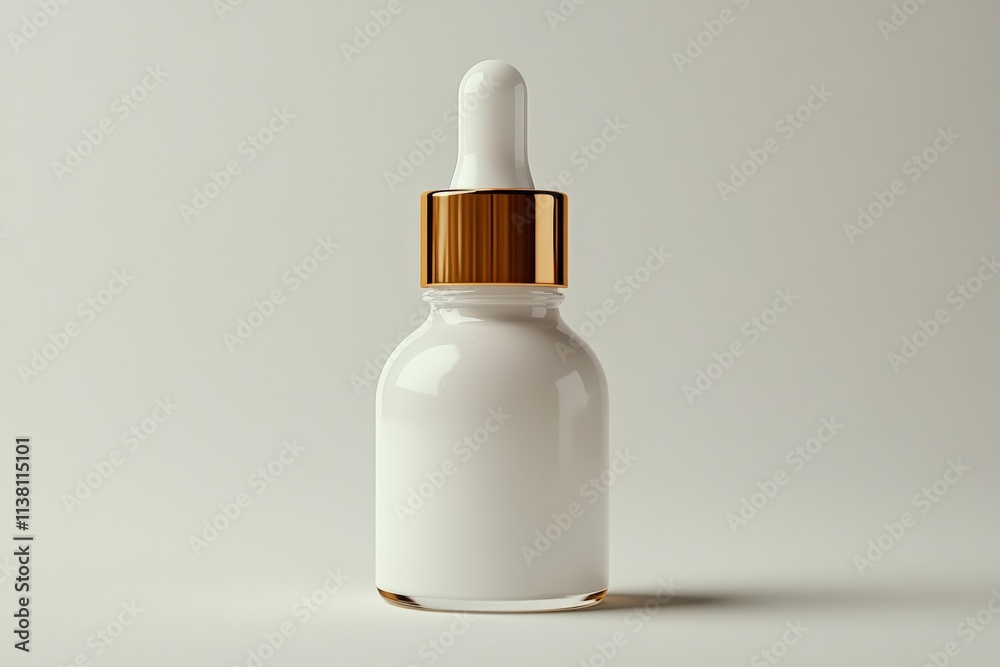 Elegant Glass Dropper Bottle on Neutral Background Elegant Glass Dropper Bottle on Neutral Background