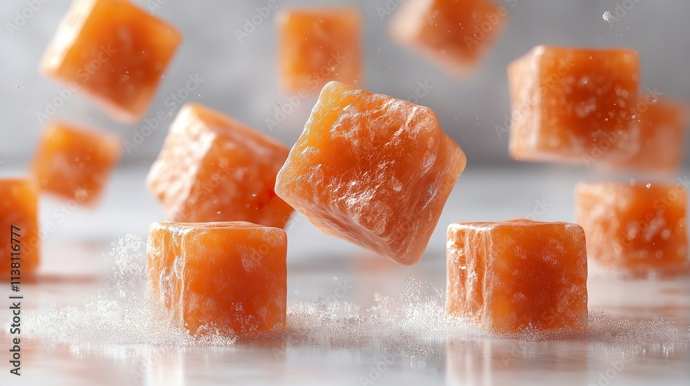 Marmalade Cube Pieces. Illustration On The Theme Of Food And Sweets. Generative AI Marmalade Cube Pieces. Illustration On The Theme Of Food And Sweets. Generative AI