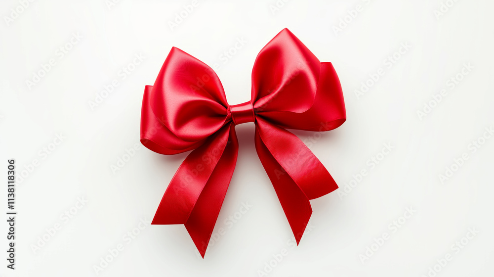 Elegant red ribbon bow on a white background Elegant red ribbon bow on a white background