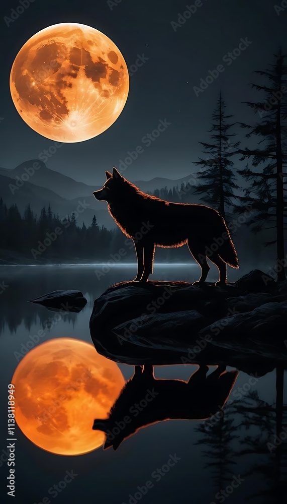 Moonlit Wolf by the Lake Moonlit Wolf by the Lake