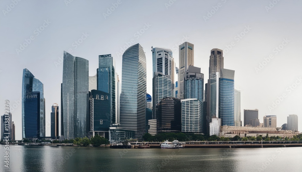 Fototapeta premium Modern City Isolated on White Symbolizing Success in Business and Innovation