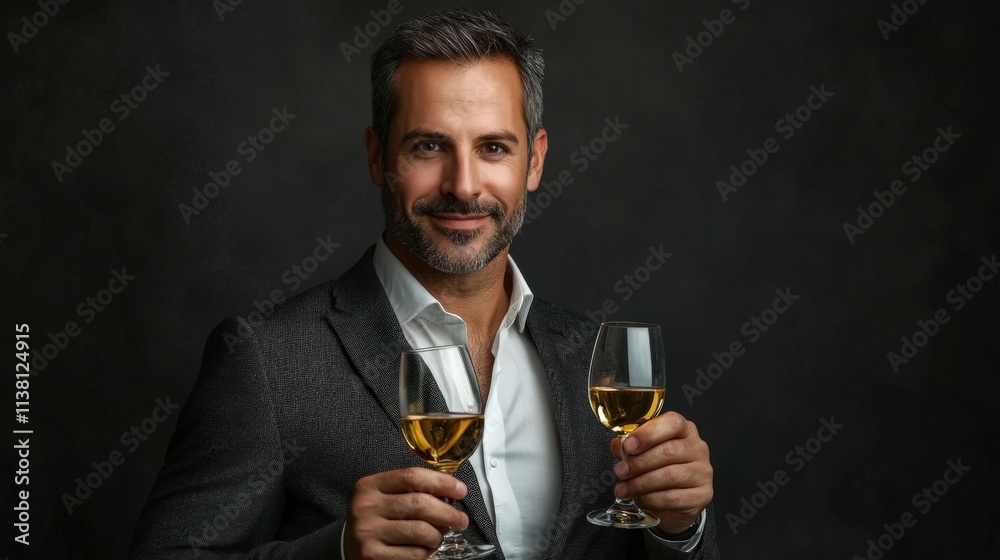 man holding two glasses of white wine man holding two glasses of white wine
