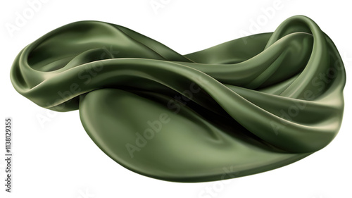 Elegant green fabric folds with graceful curves, ideal for fashion, textiles, design, or background concepts in artistic projects.