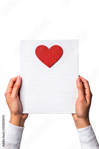 Obraz na płótnie red heart on white textured card held by hands isolated on transparent background
w salonie