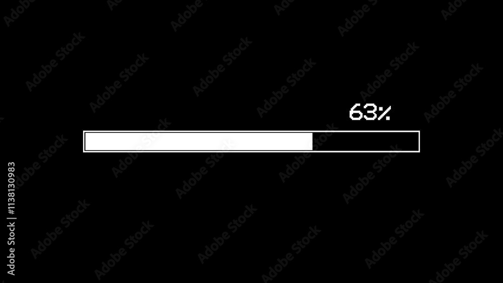 Processing progress bar animation with loading animation on black background. Processing progress bar animation with loading animation on black background.