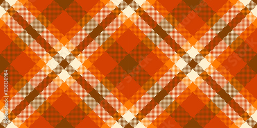 Livingroom vector textile fabric, editable check plaid seamless. Pretty background texture pattern tartan in orange and blanched almond colors.