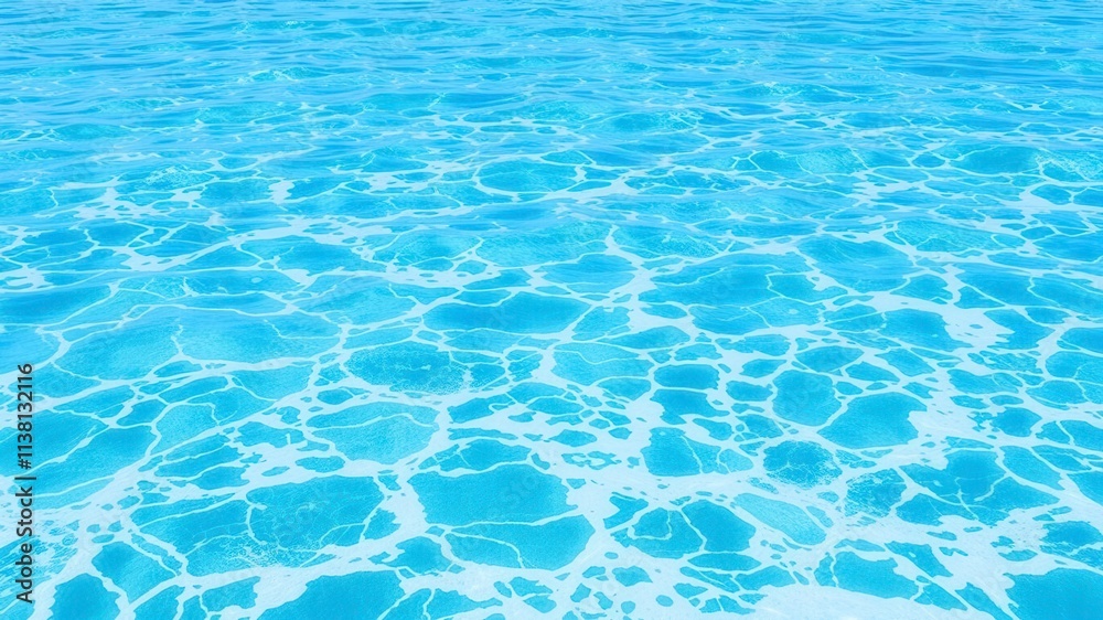 Fototapeta premium Crystal clear turquoise ocean water with gentle waves and foam, water, clear