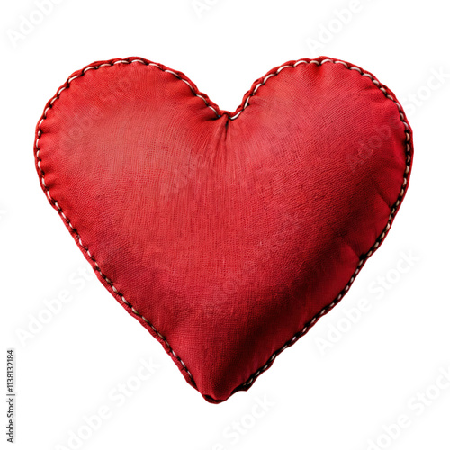 Obraz na płótnie red fabric heart pillow with stitched border isolated on transparent background
w salonie
