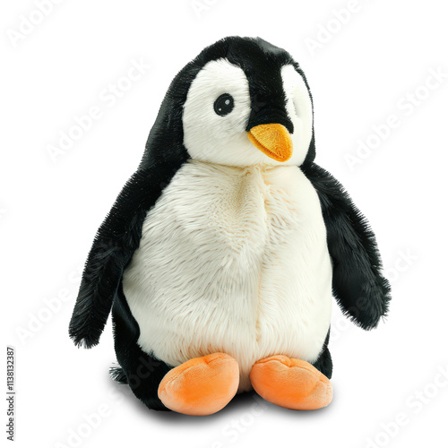 Stuffed penguin toys isolated on a white background. 