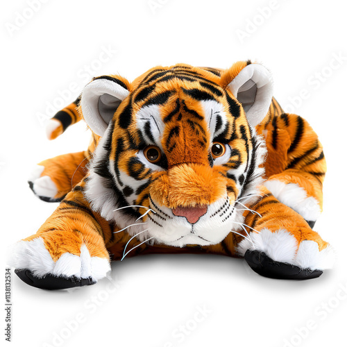 Stuffed tiger toys isolated on a white background.